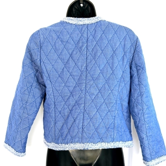 Talbots Fringe Quilted Chambray Jacket Size 4 EUC (Runs small) - Picture 3 of 15
